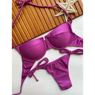 Biquini Meia Taça Com Bojo Removivel e Calcinha de Amarrar Lateral Premium Várias Cores em Oferta na Shopee