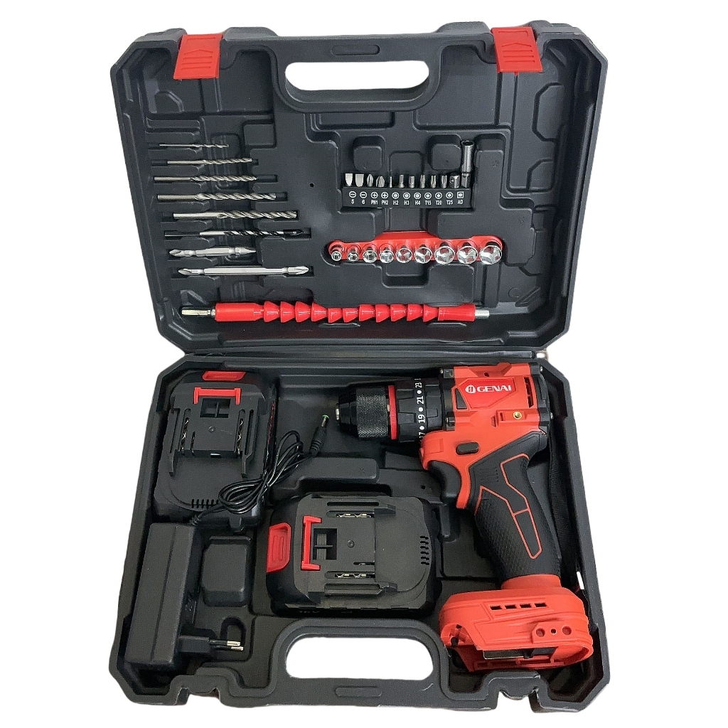 Brushless Parafusadeira Furadeira 21V 2 Baterias Com Maleta