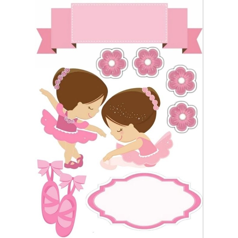 Topo de bolo tema balé Bailarina - Topper Personalizado | Shopee Brasil