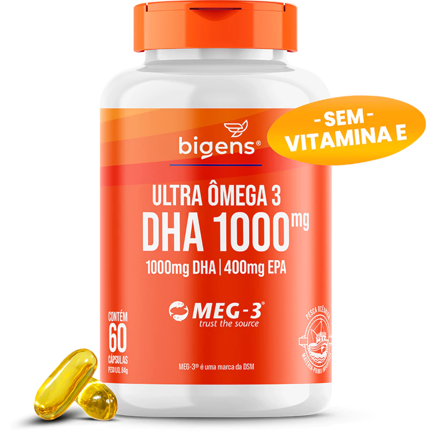 BIGENS ULTRA ÔMEGA 3 DHA 1000MG, EPA 400MG MEG-3 (SEM VITAMINA E NA FÓRMULA) 60 CAPS