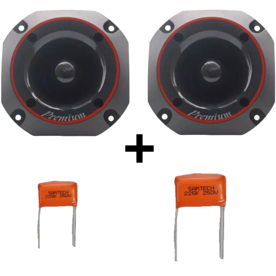 2 Super Tweeter RT335 + 2 Capacitor 225k 250v Fenólico 100Rms