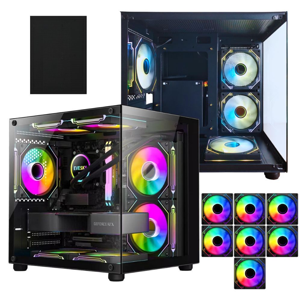 Gabinete Gamer Com 7 Fans Rgb Inclusas Micro Mini Atx | Shopee Brasil