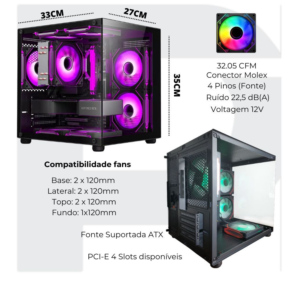 Gabinete Gamer Com 7 Fans Rgb Inclusas Micro Mini Atx | Shopee Brasil