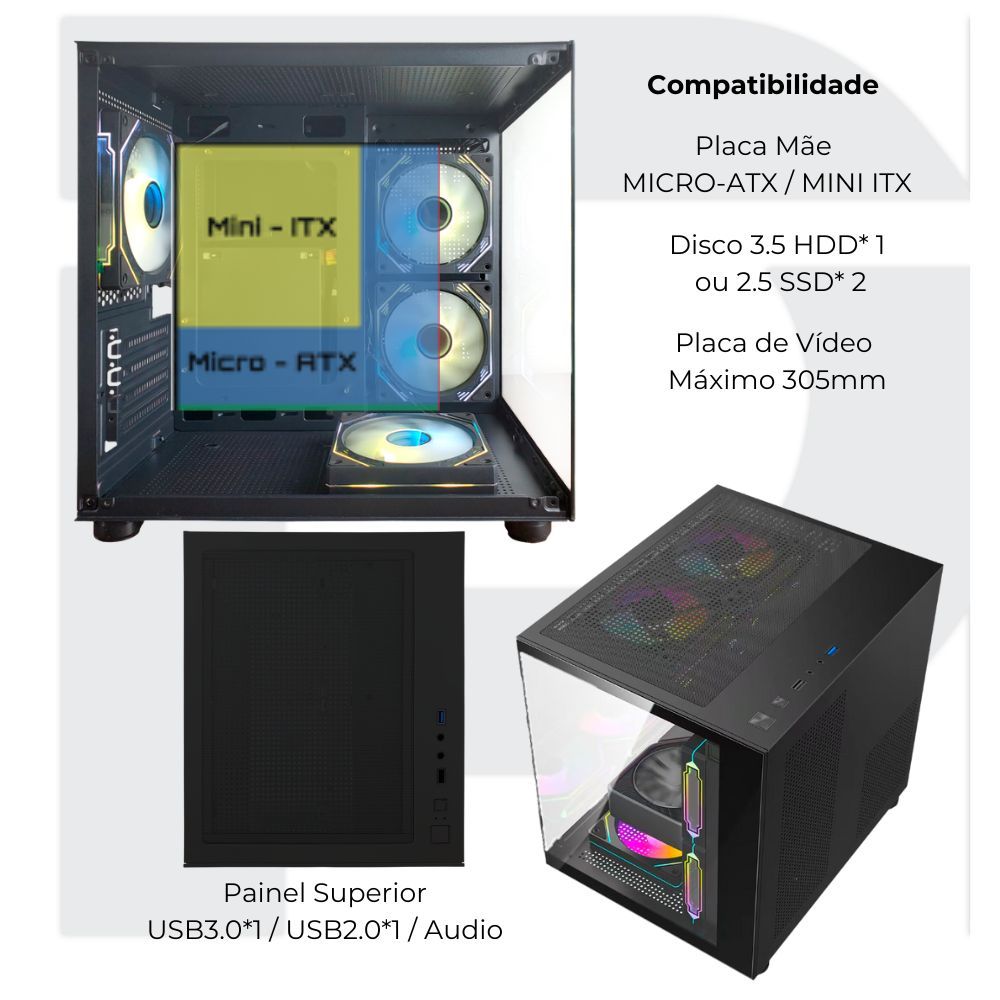 Gabinete Gamer Com 7 Fans Rgb Inclusas Micro Mini Atx | Shopee Brasil