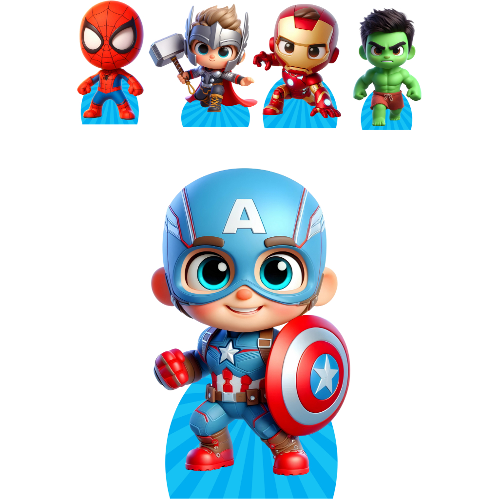 KIT DISPLAYS VINGADORES BABY CAPITÃO AMERICA- FESTA E DECORAÇÃO