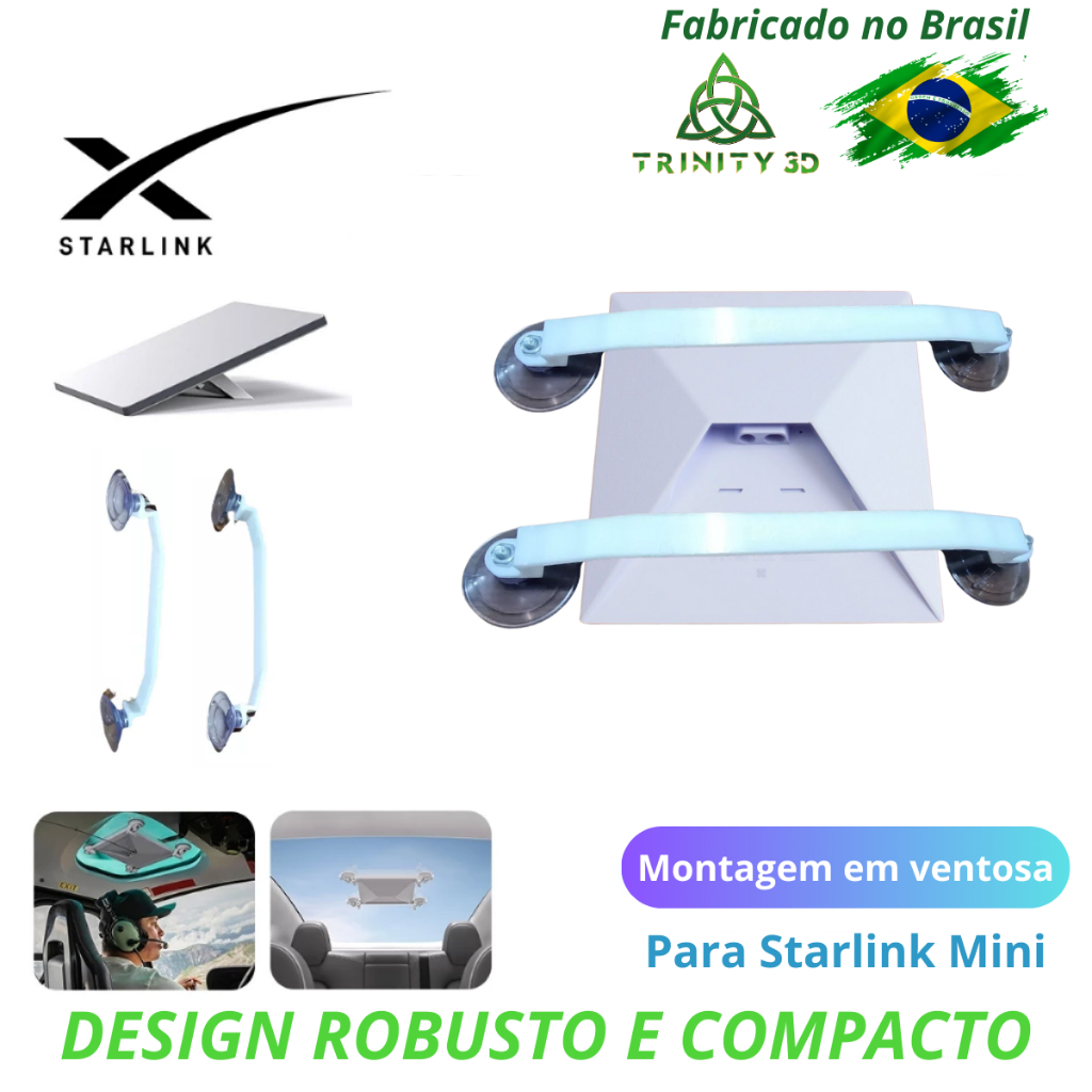 Suporte Starlink Mini Para Carro com ventosas - Suporte Antena Veicular ...