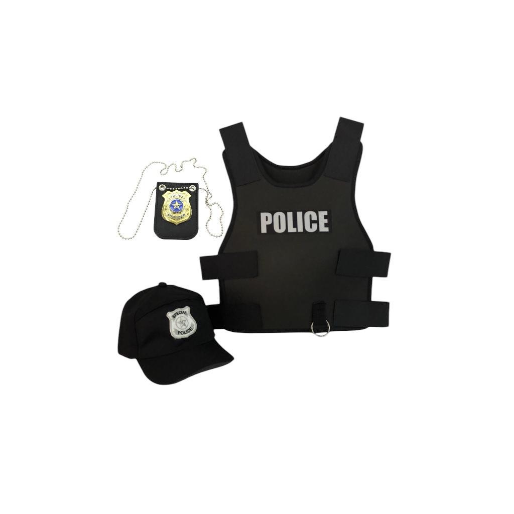 Fantasia Policial Infantil: Kit 1 - Colete e Boné e Distintivo