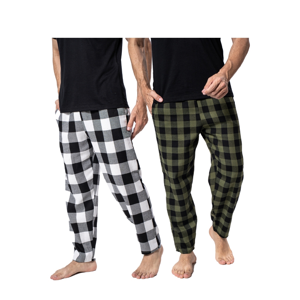 Kit 2 Calças De Dormir Inverno Masculina Flanela Xadrez | Shopee Brasil