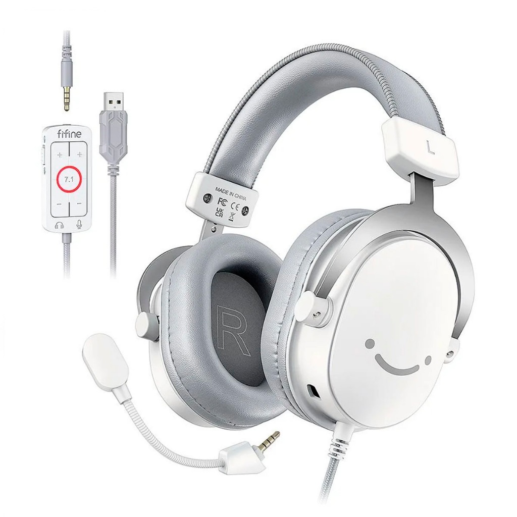Headset Gamer Fifine Ampligame H9 USB 7.1 Branco