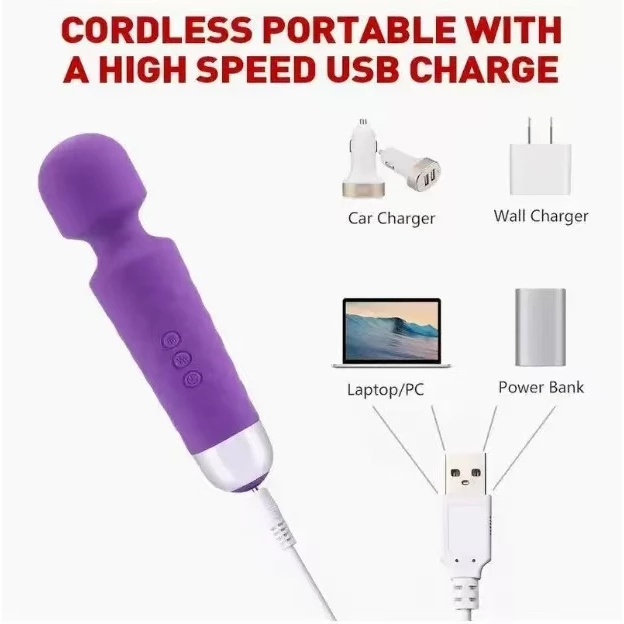 Vibrador Mini Masajeador Corporal Clitoriano Varita Mágica Silicona Textura Estimulante - Recargable 15 CM