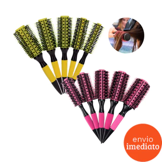 Escova De Cabelo Térmica Cerdas De Javali Mista Madeira