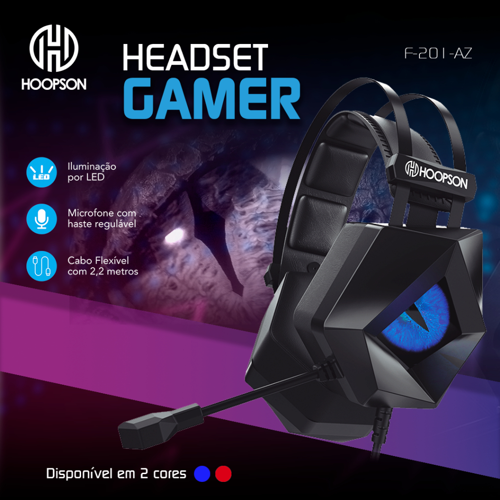 Headset Gamer Iluminação LED Azul Microfone com Haste Regulável SALDO ...