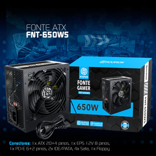 Fonte Gamer 650W Real ATX | Potência Estável, Silenciosa, Ideal para PC Gamer, Alta Performance