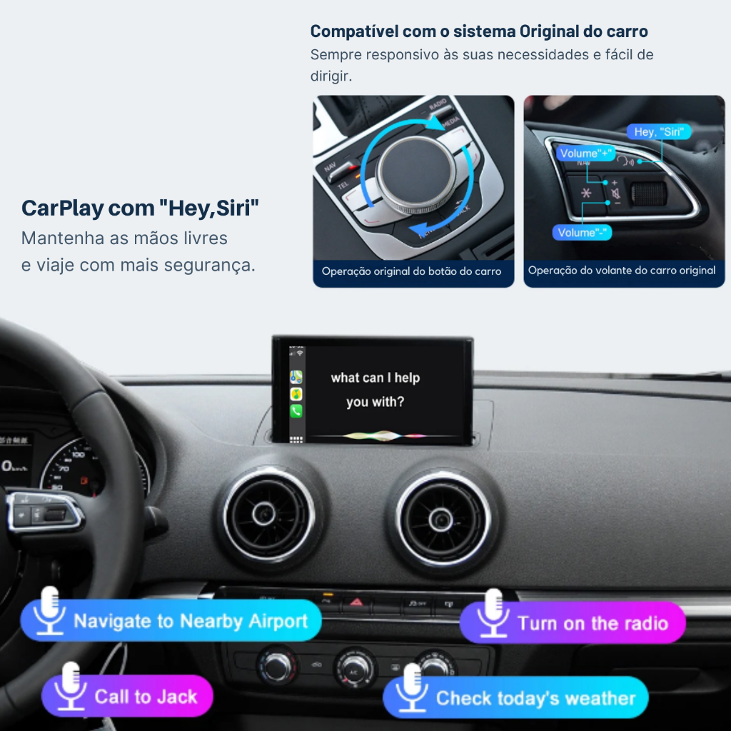 Módulo Carplay Plug and Play Apple Android Auto Audi A3 A5 A7 A8