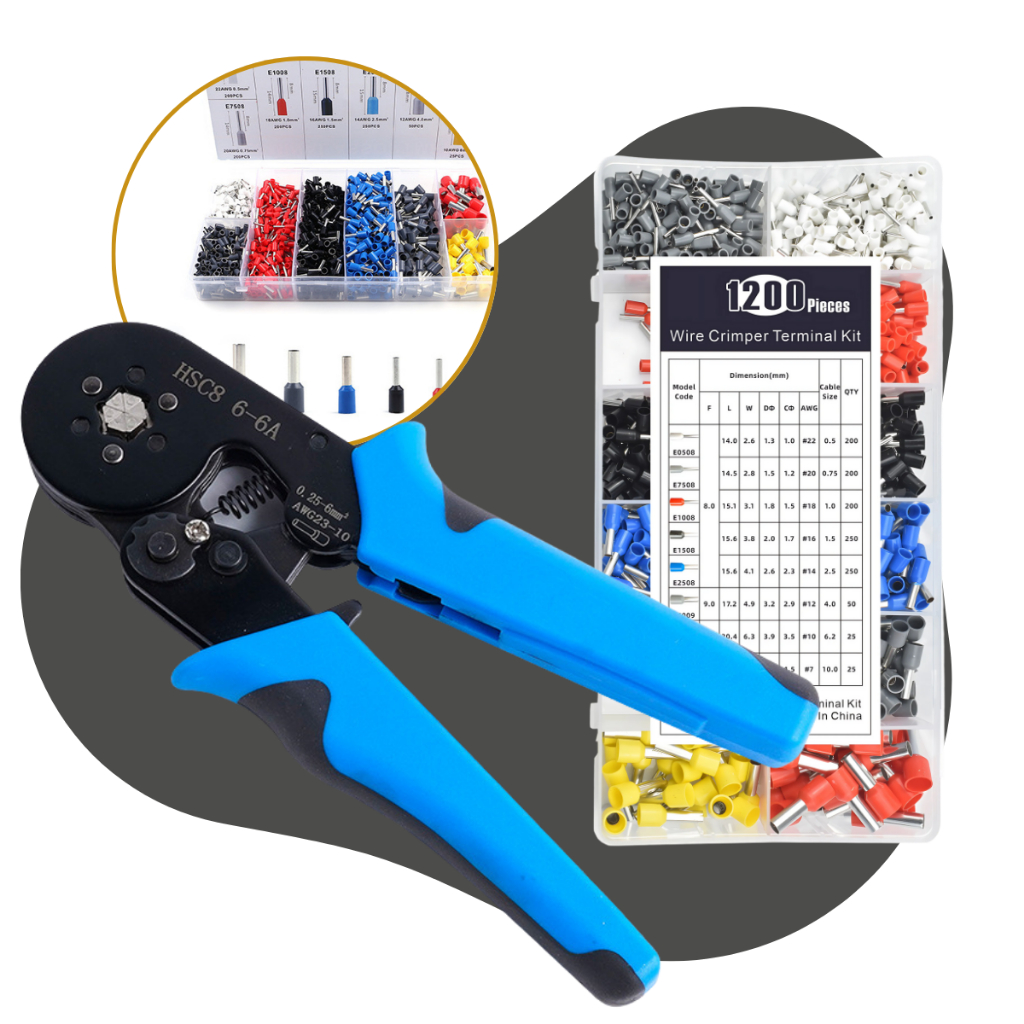 Kit Alicate Crimpar Prensa Box Com 1200 Terminal Ilhós 0,25 A 10mm