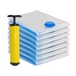 Kit 10 Saco a Vácuo 50x70 60x80 80x100 Organizador de Roupas Mala Viagem Guarda Roupas Com Bomba