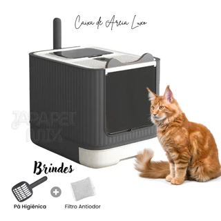 Caixa de Areia Fechada Para Gatos Banheiro Higiênico Luxo ELO + Pá e Filtro Anti Odor Promoção