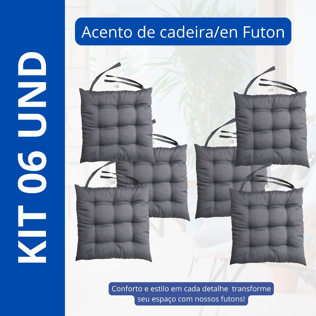 Kit Com 6 Almofadas/Assento ou encosto Para Cadeira Futon 40x40 cm ...