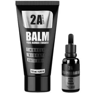 Kit Para Barba Balm, Oleo e Pente de Madeira Modela, Hidrata e Anti Frizz