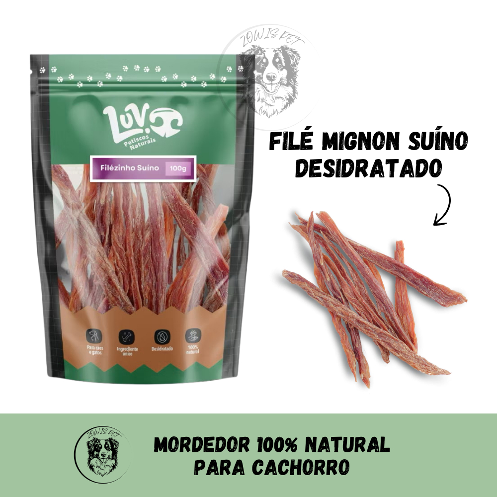Petisco Para Cães e Gatos 100% Natural Sem Conservantes Filezinho Suino Desidratado 100g - Luv Petiscos em Oferta na Shopee