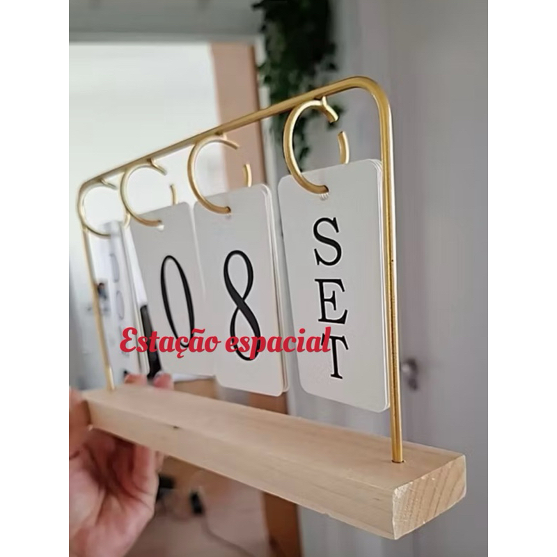 Calendário de Mesa Decorativo de ferro com dourado\preto Permanente Escritório