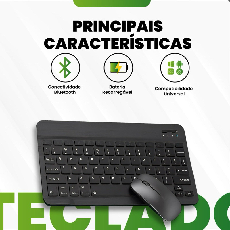 Imagem do produto Kit Teclado Mouse e Fone de Ouvido Bluetooth Sem Fio Compatível com Android iOS e Windows 6