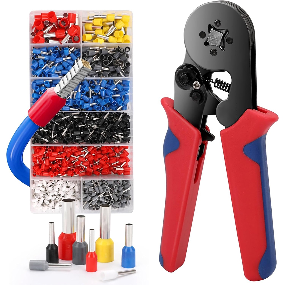 Kit Alicate Crimpar Prensa Box Com 1200 Terminal Ilhós 0,25 A 10mm