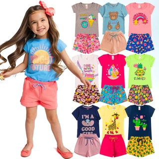 Kit 12 Peças Roupa Infantil Menina Verão Conjunto Criança Feminino Pronta Entrega