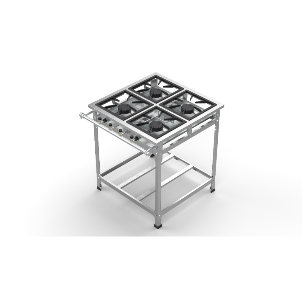 Fogão Industrial 4 Bocas P5 Estampado Inox Alta Pressão