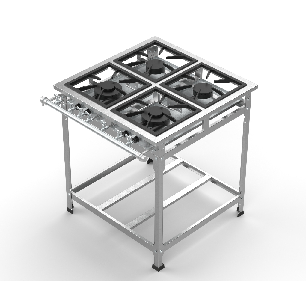 Fogão Industrial Aço Inox 430 Baixa Pressão 4 Bocas 2QS 2QD