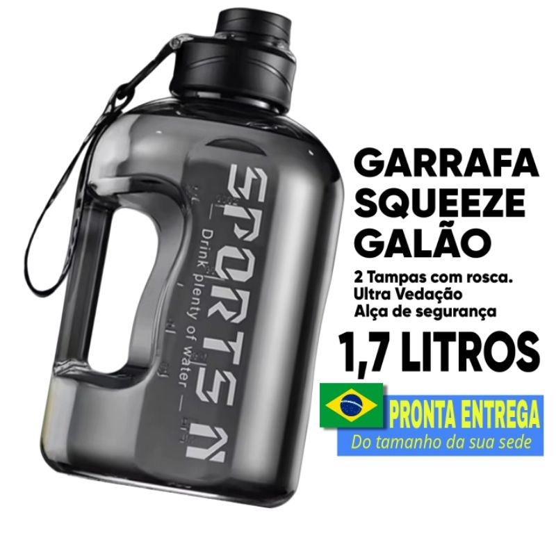 GARRAFA ÁGUA ACADEMIA RESISTENTE TRITON HIDRATAÇÃO GALÃO SQUEEZE 1700ml - CrossFit Lutas Caminhada
