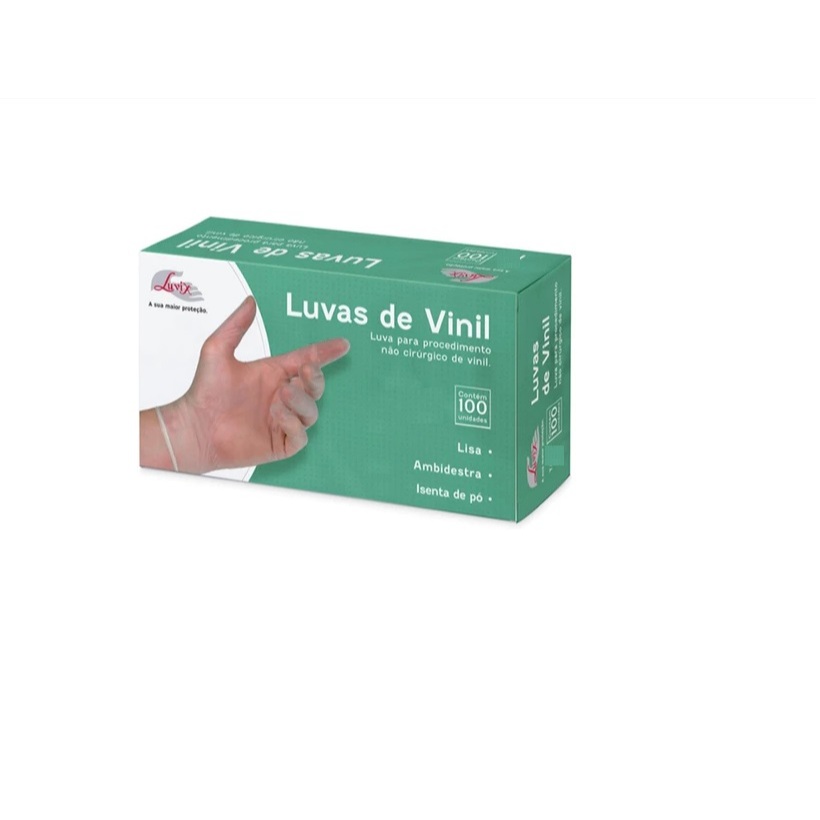 Luvix Luva Vinil Procedimento Não Cirúrgico Sem Pó Tamanho P 100 ...