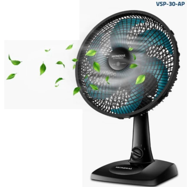Ventilador de Mesa Turbo Mondial VSP-30 Oscilante 30cm Preto Azul