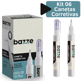 Kit Caneta Corretiva Escolar Corretivo Líquido Material Escolares 7ml Ponta Metálica Bazze