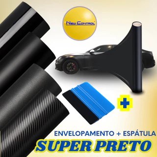 Adesivo Envelopamento Preto Fosco Black Piano Jateado Black Fibra Carbono Carro Moto + Espátula 1 Mt