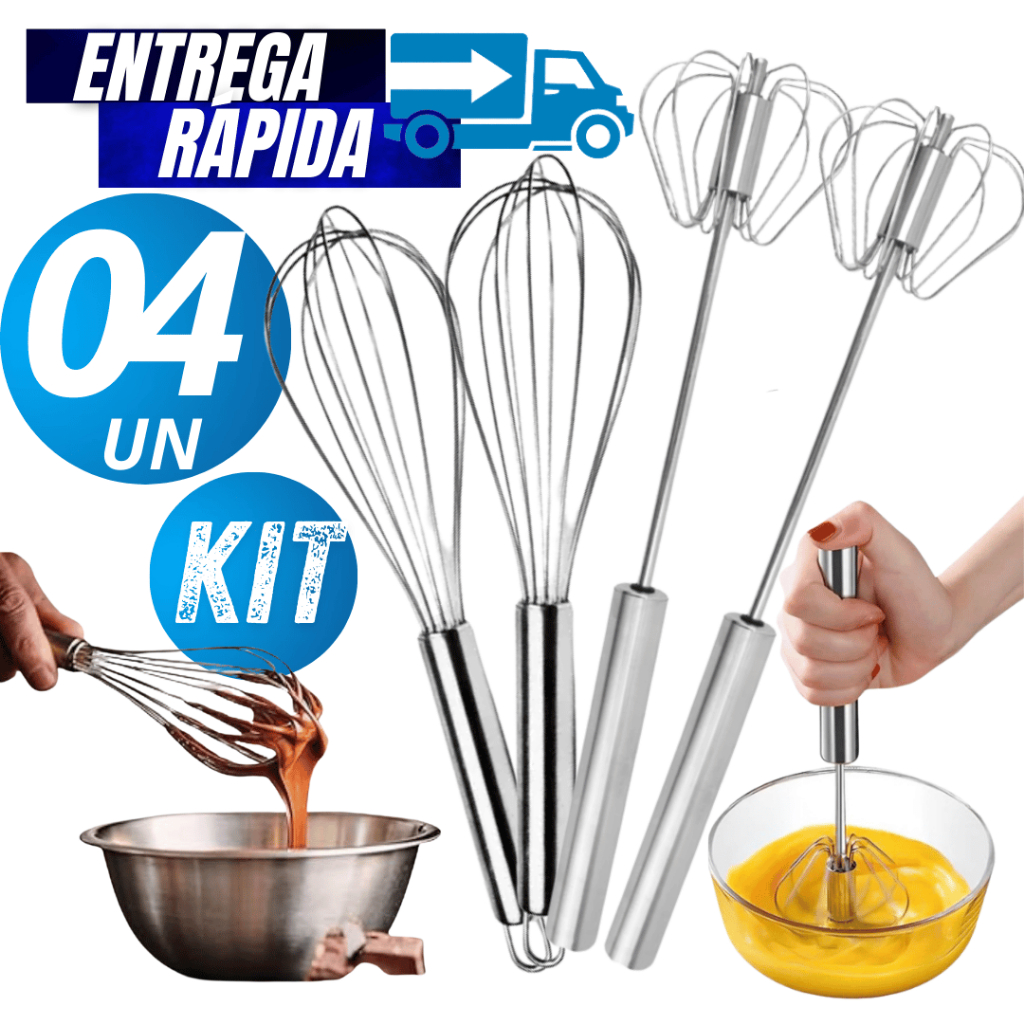 Conjunto Kit 04/02 Fue Batedor De Ovos + Batedor Semi Automá