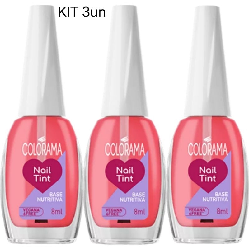 KIT 3 Esmalte Colorama 8ml Base Nail Tint | Shopee Brasil