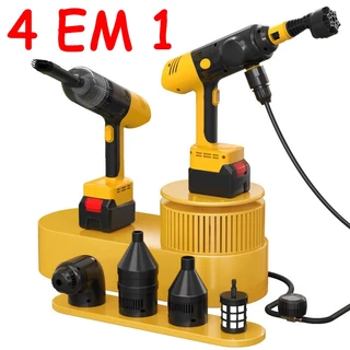 Kit Ferramenta Elétrica 4 em 1 Pistola de Lavagem de Carro Soprador Aspirador Bomba Com 2 X Bateria