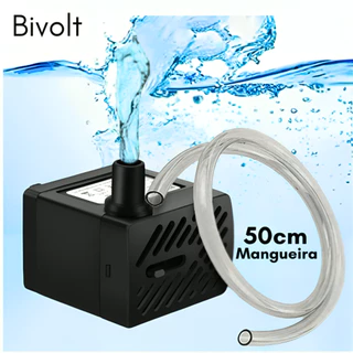 Kit Bomba Bivolt Com 50cm De Mangueira Cano Grande Motor Bombinha Submersa Para Fonte De Água Aquário Cachorro Gato