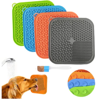Comedouro Lambedor Interativo Chão-Parede- Tapete de Lamber Ração Úmida Brinquedo Anti-Stress Para Cachorro