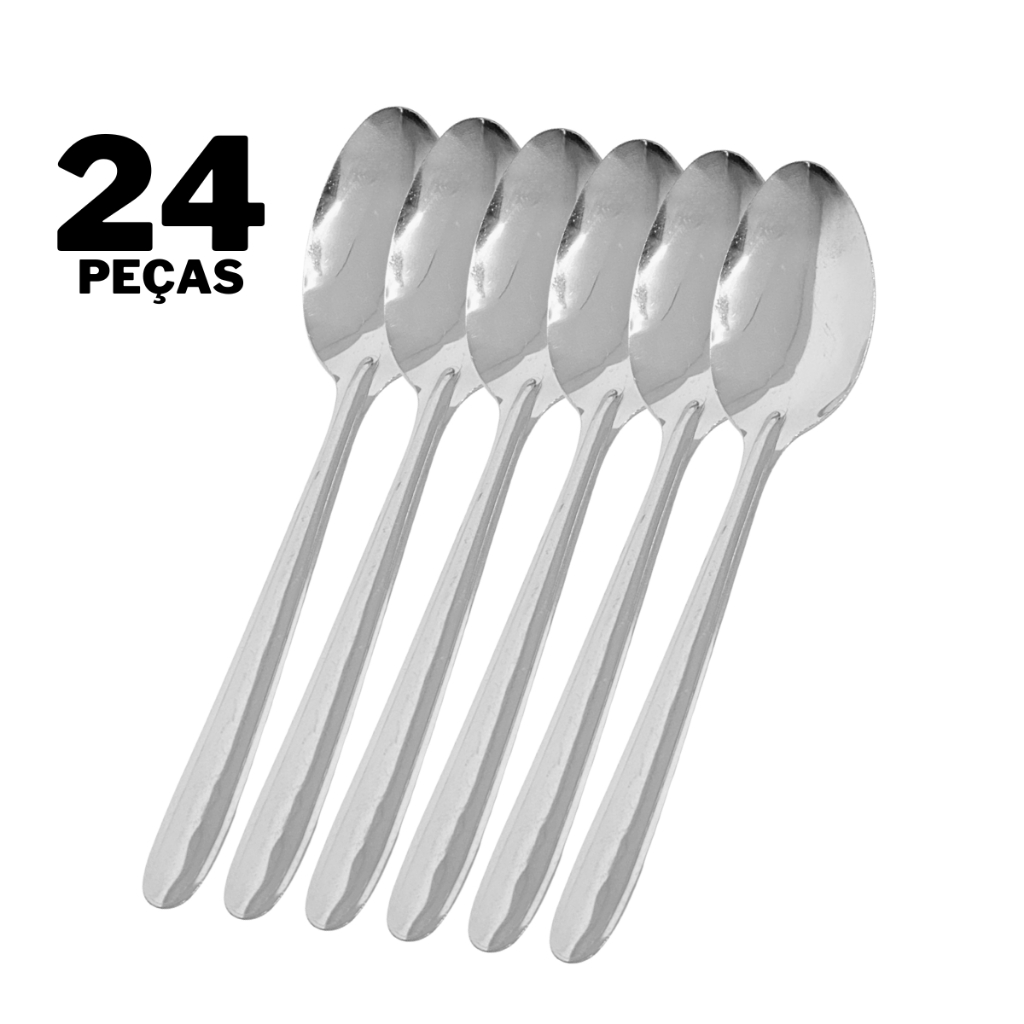 Kit De 24 12 6 Peças De Colher De Sopa Inox Cozinha Bar Casa Talher ...