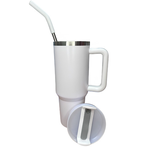 Copo Garrafa Térmica Grande Em Aço Inox Com Alça E Canudo Metal 1200ML — foto 1 — Achou Levou Brasil