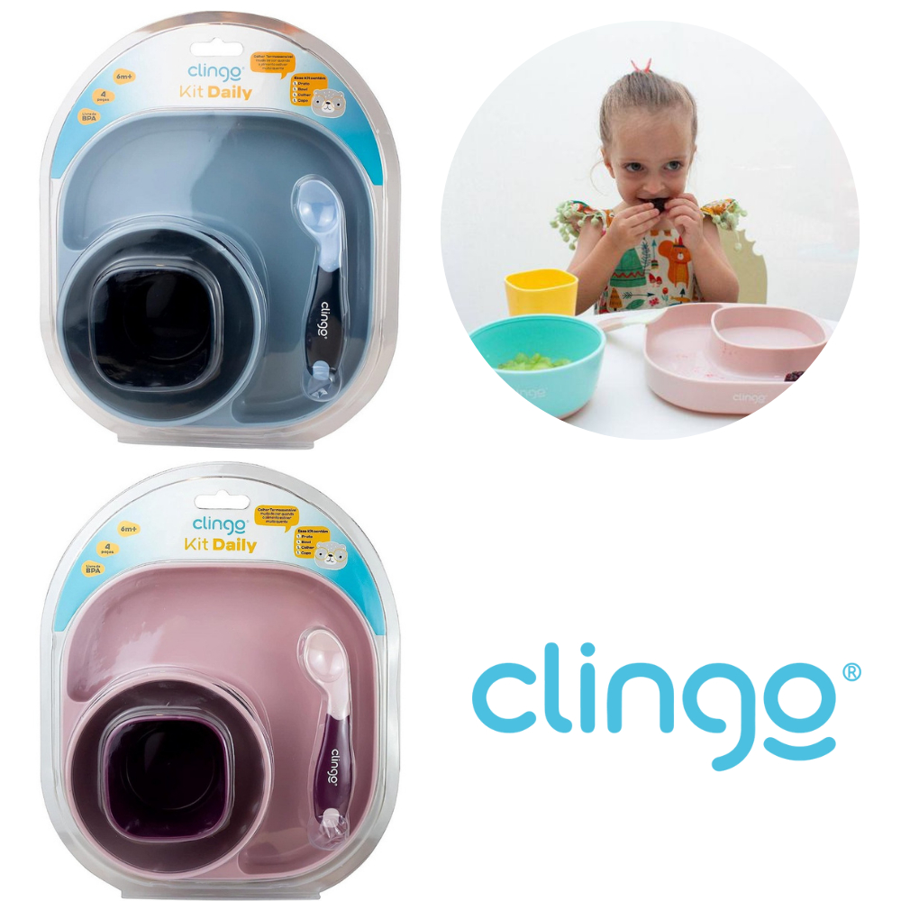 Kit Alimentação Refeição Infantil Bebe 4 Em 1 Clingo | Shopee Brasil