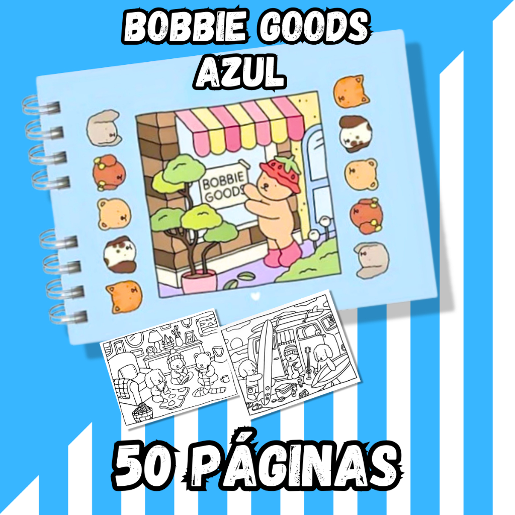 Livro De Colorir Bobbie Goods Capa Dura 50 Páginas 180g Azul Presente ...
