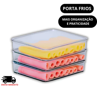 Porta Frios Empilhável em Acrílico Resistente e Transparente com Tampa Hermética escolha seu kit