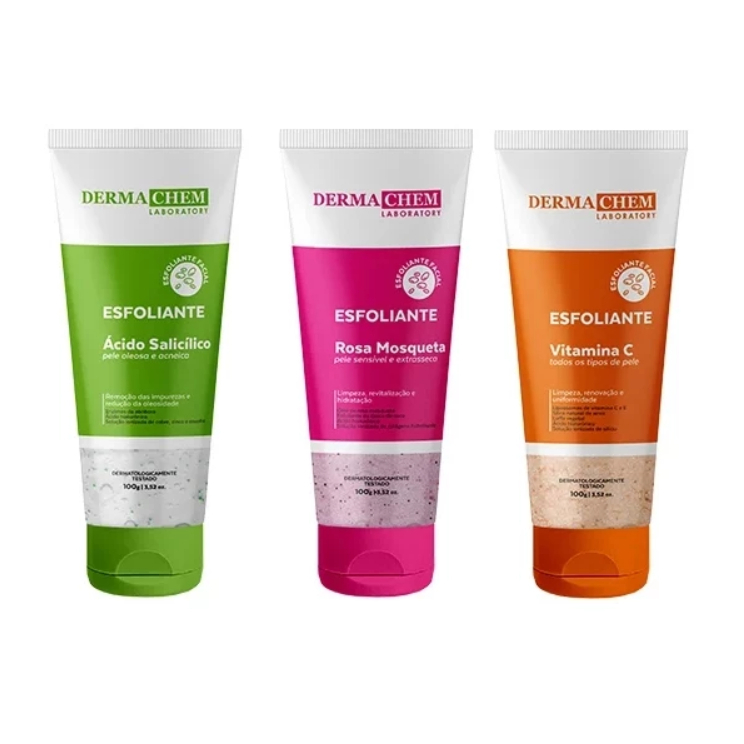 Kit Dermachem Skincare Esfoliante Facial de Vitamina C para Pele Oleosa ...