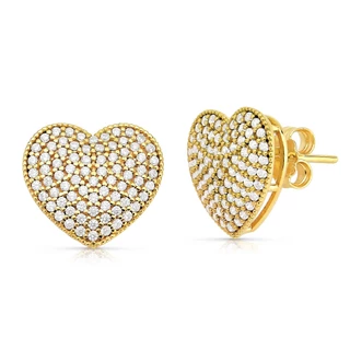 Brinco de Ouro Coração com Pedras Brilhantes em Oferta na Shopee