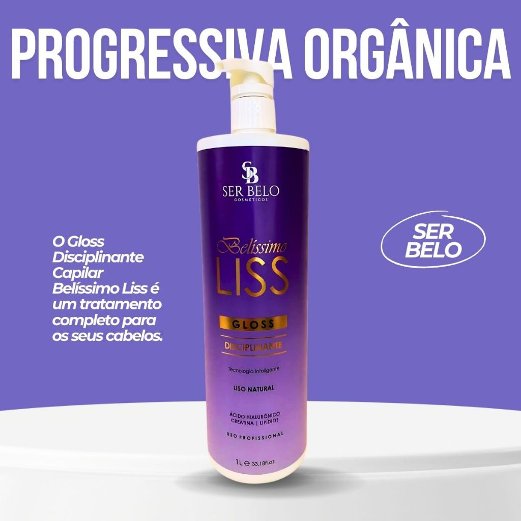Progressiva gloss sem Formol com Complexo de Aminoácidos Orgânica - 1L ...
