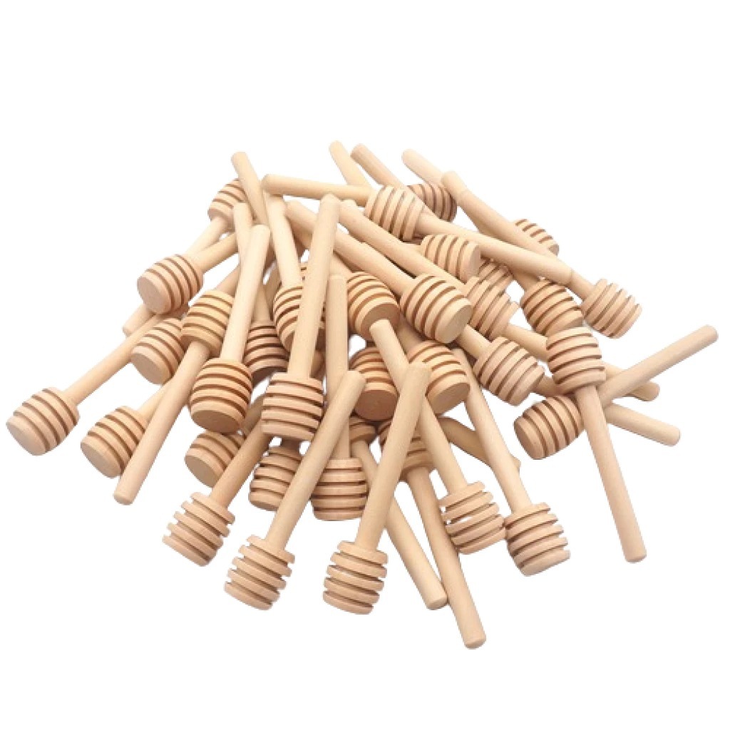 Kit 50 Peças Colheres De Mel De Madeira De 8 CM