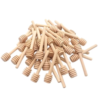 Kit 50 Peças Colheres De Mel De Madeira De 8 CM